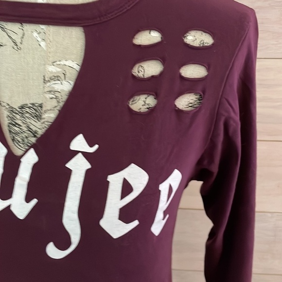 On Fire Purple Cut Boujee Top M - Picture 3 of 5